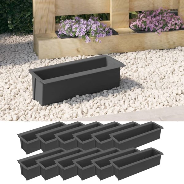 Floreiras para paletes Euro 12 pcs 36x13,5x9,5 cm PP cinzento - Image 3