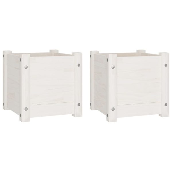 Vasos/floreiras de jardim 2 pcs 31x31x31 cm pinho maciço branco - Image 2