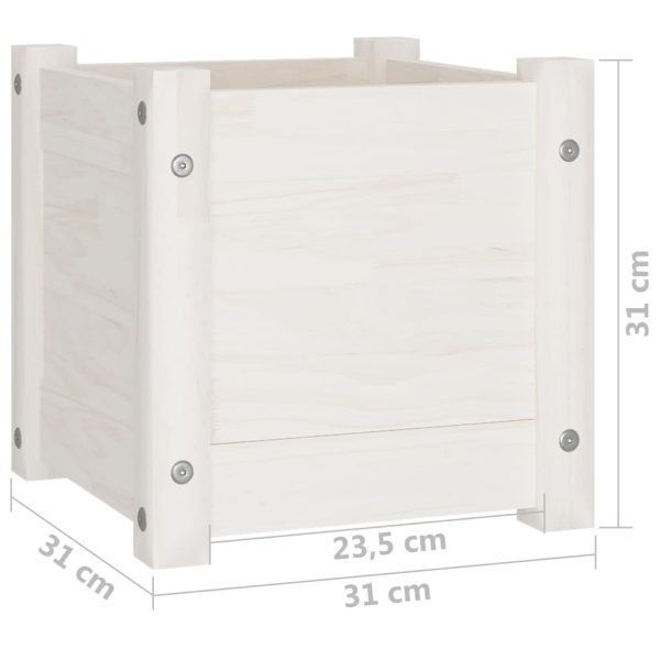 Vasos/floreiras de jardim 2 pcs 31x31x31 cm pinho maciço branco - Image 9
