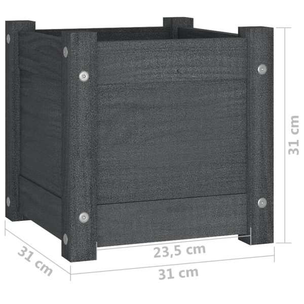 Vasos/floreiras de jardim 2 pcs 31x31x31 cm pinho maciço cinza - Image 9
