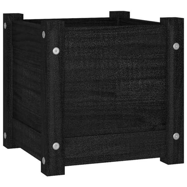 Vasos/floreiras de jardim 2 pcs 31x31x31 cm pinho maciço preto - Image 4