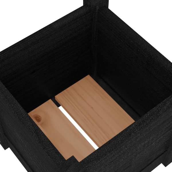 Vasos/floreiras de jardim 2 pcs 31x31x31 cm pinho maciço preto - Image 7