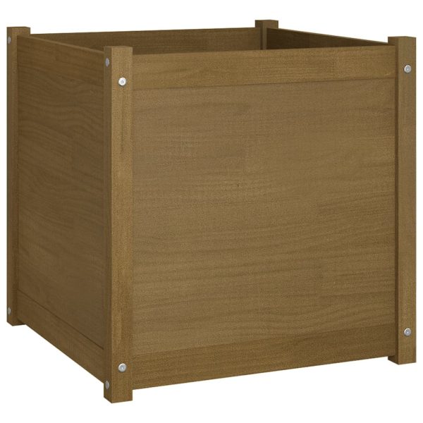 Vaso/floreira jardim 2 pcs 60x60x60cm pinho maciço castanho mel - Image 3