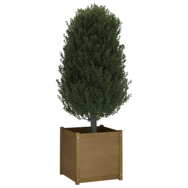 Vaso/floreira jardim 2 pcs 60x60x60cm pinho maciço castanho mel - Image 8