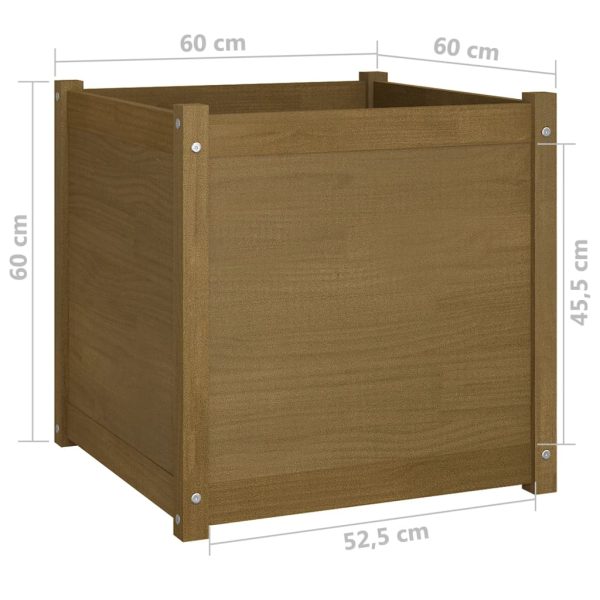 Vaso/floreira jardim 2 pcs 60x60x60cm pinho maciço castanho mel - Image 9