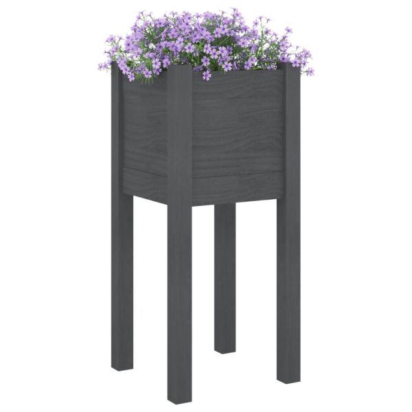 Vaso/floreira de jardim 31x31x70 cm pinho maciço cinzento - Image 3