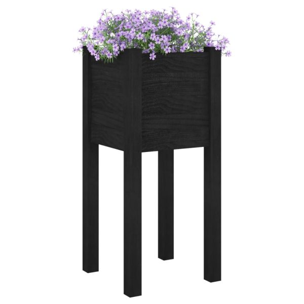 Vasos/floreiras de jardim 2 pcs 31x31x70 cm pinho maciço preto - Image 3