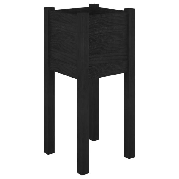 Vasos/floreiras de jardim 2 pcs 31x31x70 cm pinho maciço preto - Image 4