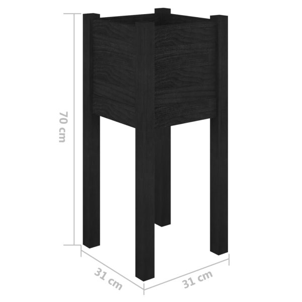 Vasos/floreiras de jardim 2 pcs 31x31x70 cm pinho maciço preto - Image 8