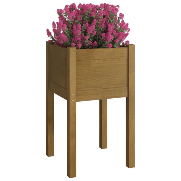 Vasos/floreiras jardim 2pcs 40x40x70cm pinho maciço cast. mel - Image 3