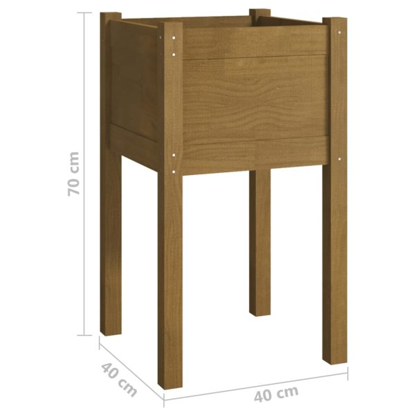 Vasos/floreiras jardim 2pcs 40x40x70cm pinho maciço cast. mel - Image 8