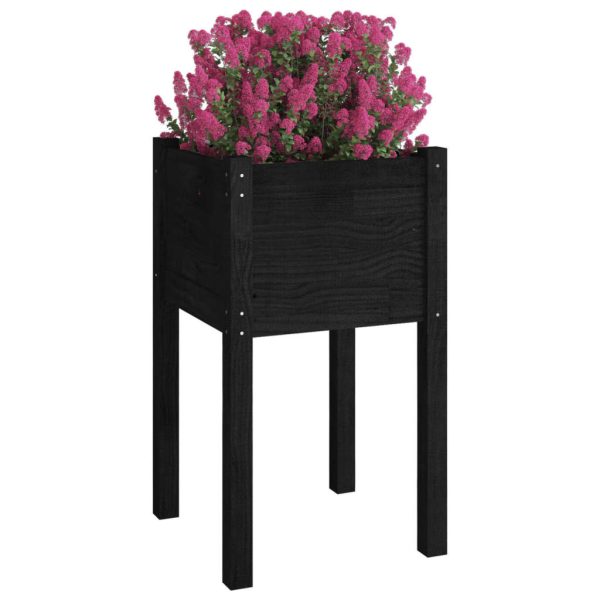 Vasos/floreiras de jardim 2 pcs 40x40x70 cm pinho maciço preto - Image 3
