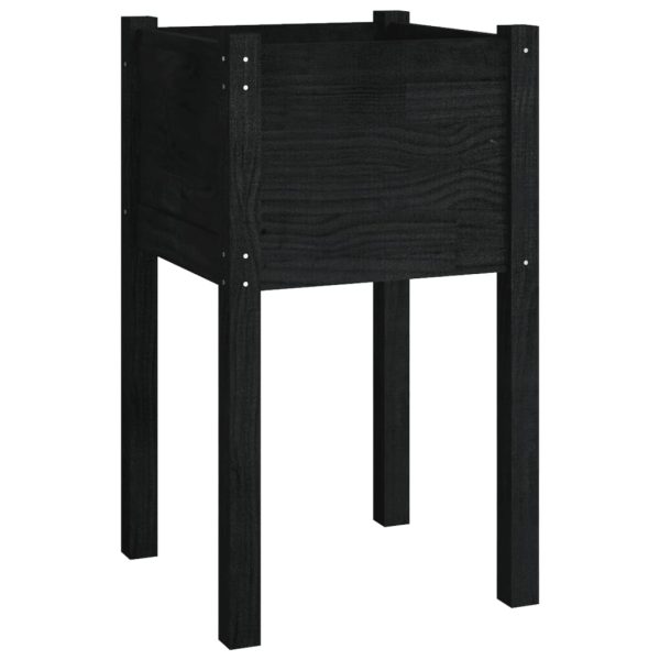 Vasos/floreiras de jardim 2 pcs 40x40x70 cm pinho maciço preto - Image 4