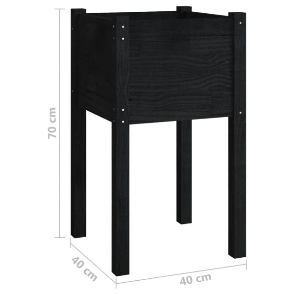 Vasos/floreiras de jardim 2 pcs 40x40x70 cm pinho maciço preto - Image 8