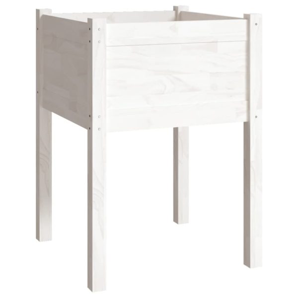 Vaso de jardim 50x50x70 cm madeira de pinho maciça branco - Image 2