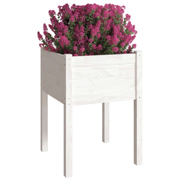 Vaso de jardim 50x50x70 cm madeira de pinho maciça branco - Image 3