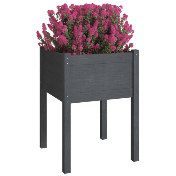 Vaso/floreira de jardim 2 pcs 50x50x70 cm pinho maciço cinzento - Image 3