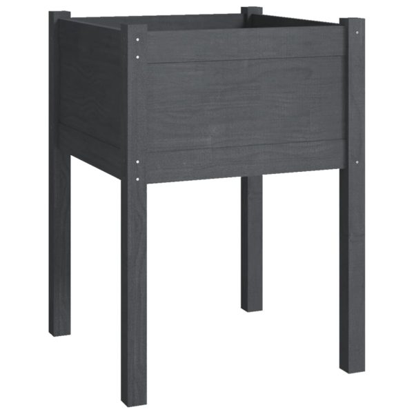 Vaso/floreira de jardim 2 pcs 50x50x70 cm pinho maciço cinzento - Image 4