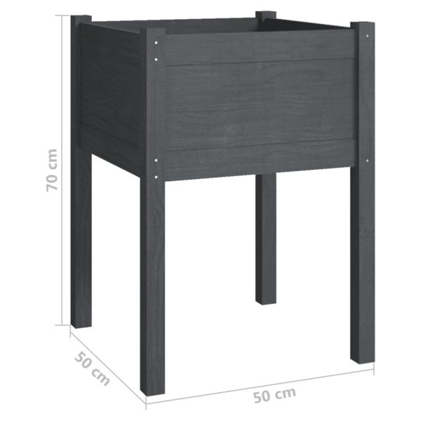 Vaso/floreira de jardim 2 pcs 50x50x70 cm pinho maciço cinzento - Image 8