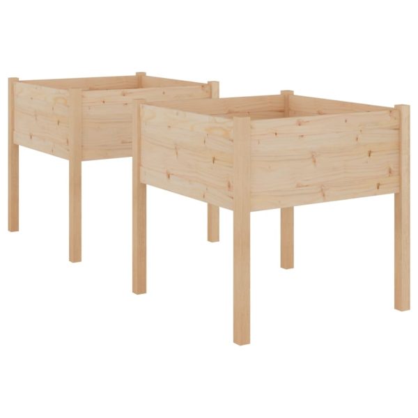 Vasos/floreiras de jardim 2 pcs 70x70x70 cm pinho maciço - Image 2