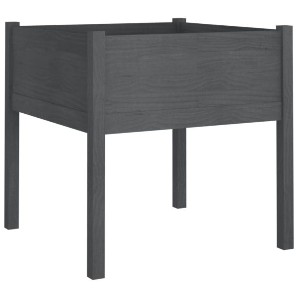 Vaso/floreira de jardim 2 pcs 70x70x70 cm pinho maciço cinzento - Image 4