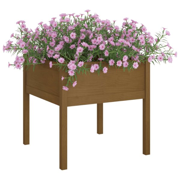 Vaso/floreira de jardim 70x70x70 cm pinho maciço castanho-mel - Image 3