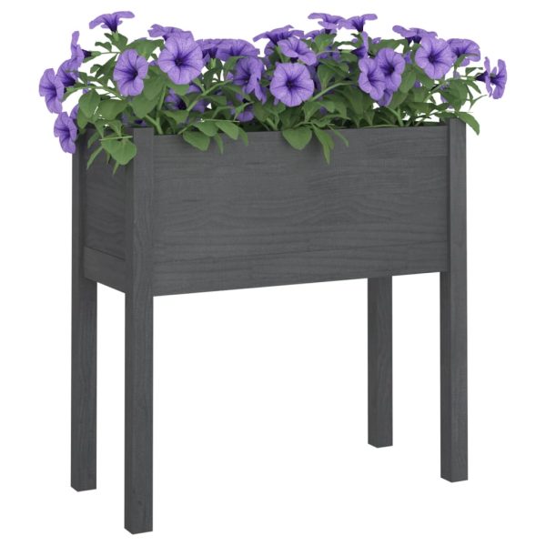 Vaso de jardim 70x31x70 cm madeira de pinho maciça cinzento - Image 6