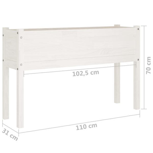 Vaso/floreira de jardim 110x31x70 cm pinho maciço branco - Image 8