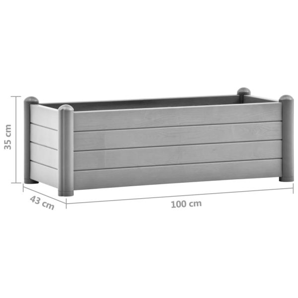 Canteiro elevado para jardim PP 100x43x35 cm cinzento pedra - Image 6