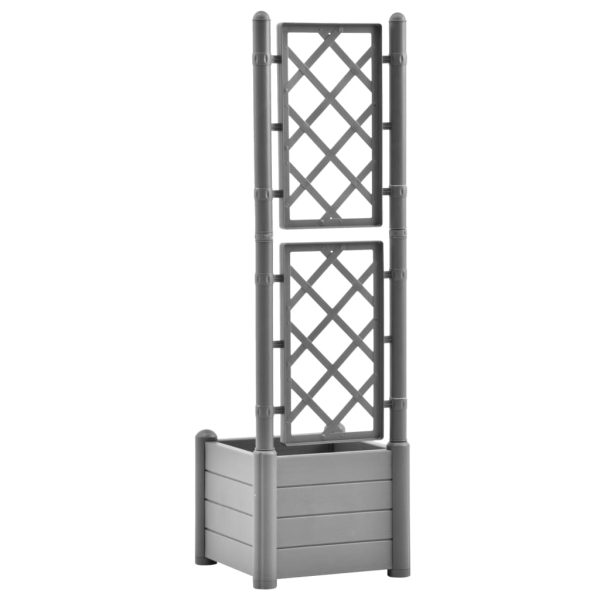 Vaso/floreira de jardim com treliça 43x43x142 cm PP cinza pedra - Image 5