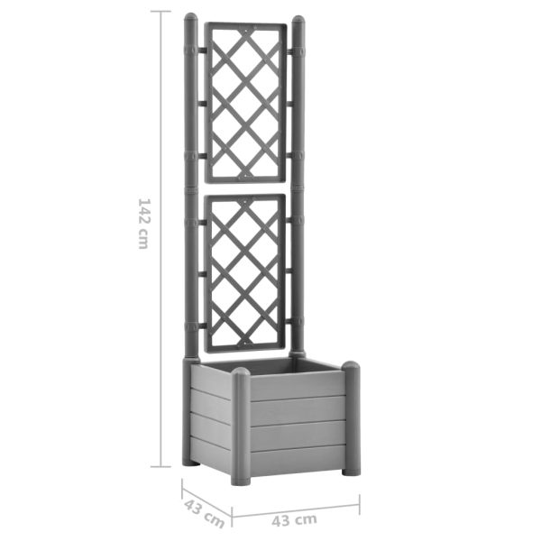 Vaso/floreira de jardim com treliça 43x43x142 cm PP cinza pedra - Image 7