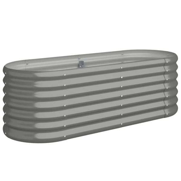 Vaso/floreira de jardim aço revestido a pó 114x40x36 cm cinza - Image 2