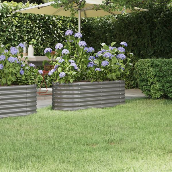 Vaso/floreira de jardim aço revestido a pó 114x40x36 cm cinza