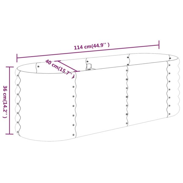 Vaso/floreira de jardim aço revestido a pó 114x40x36cm prateado - Image 6
