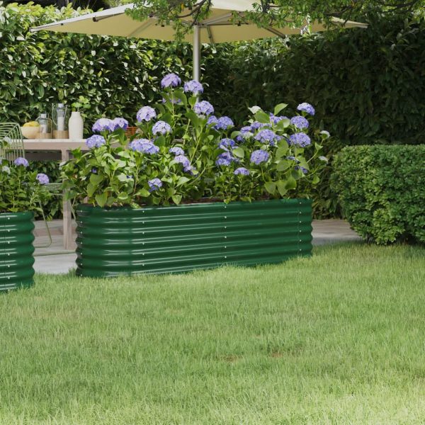 Vaso/floreira de jardim aço revestido a pó 152x40x36 cm verde