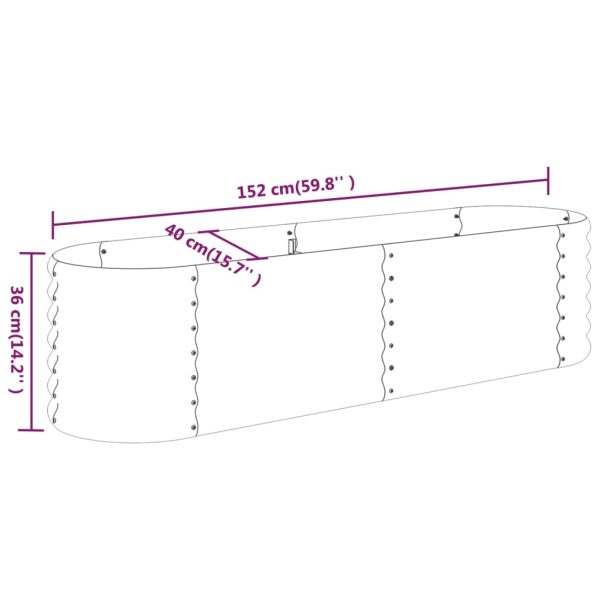 Vaso/floreira de jardim aço revestido a pó 152x40x36cm prateado - Image 6