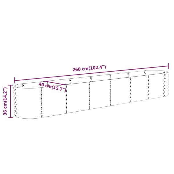 Vaso/floreira jardim aço revestido a pó 260x40x36 cm antracite - Image 6