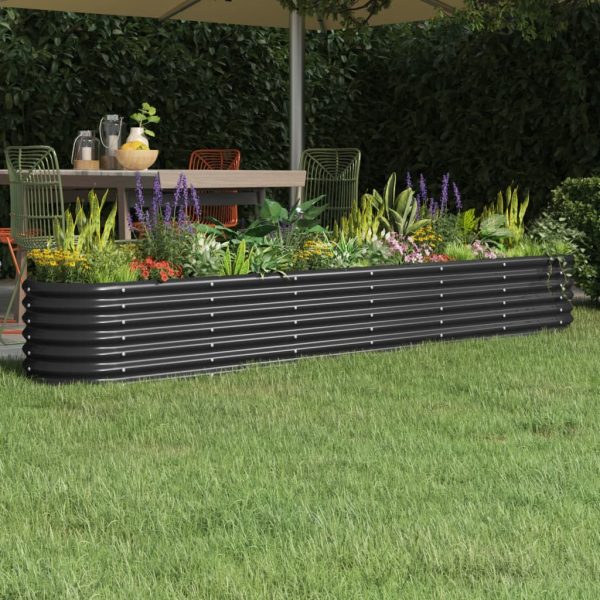 Vaso/floreira jardim aço revestido a pó 260x40x36 cm antracite
