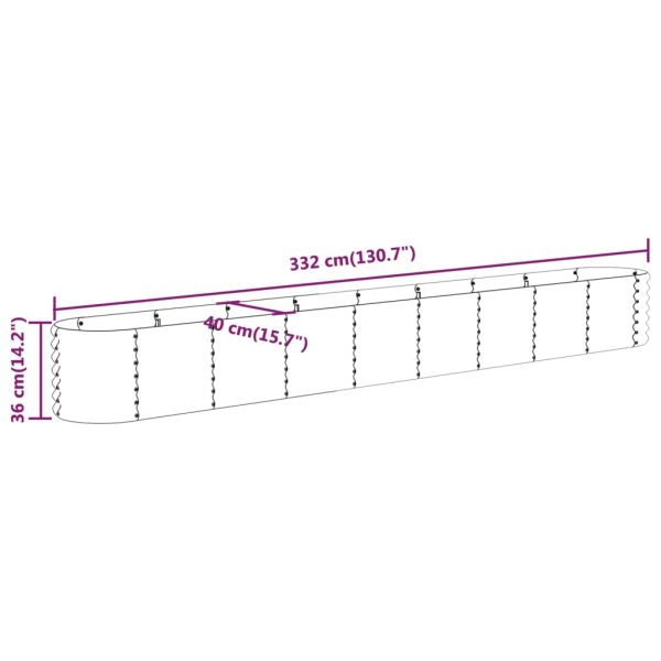 Vaso/floreira de jardim aço revestido a pó 332x40x36cm prateado - Image 6