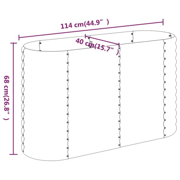 Vaso/floreira de jardim aço revestido a pó 114x40x68cm prateado - Image 6