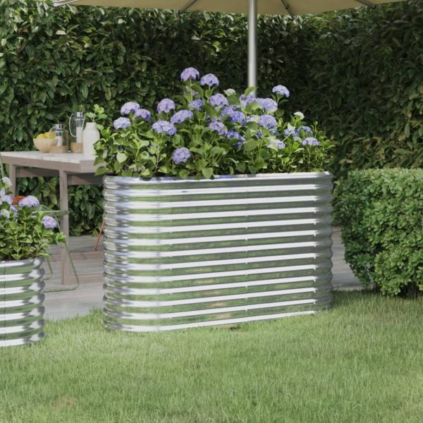 Vaso/floreira de jardim aço revestido a pó 114x40x68cm prateado