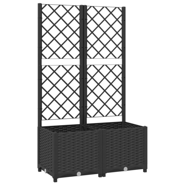 Vaso/floreira jardim c/ treliça 80x40x136 cm PP preto - Image 2
