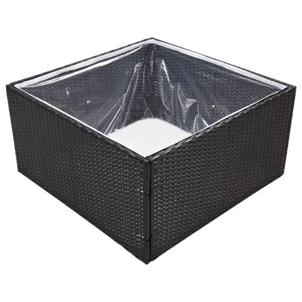 Vaso/floreira de jardim 80x80x40 cm vime PE preto - Image 3