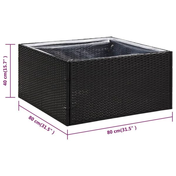 Vaso/floreira de jardim 80x80x40 cm vime PE preto - Image 6