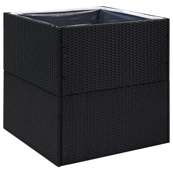 Vaso/floreira de jardim 80x80x80 cm vime PE preto - Image 2