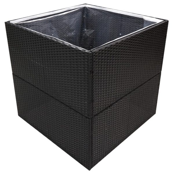 Vaso/floreira de jardim 80x80x80 cm vime PE preto - Image 3