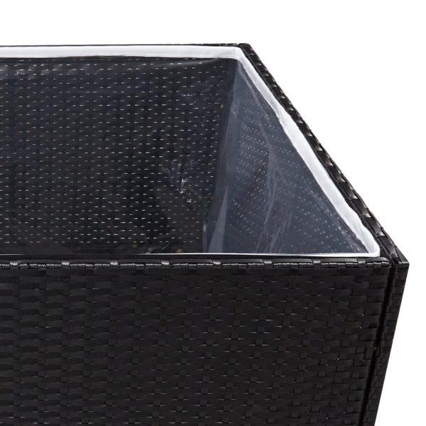 Vaso/floreira de jardim 80x80x80 cm vime PE preto - Image 5