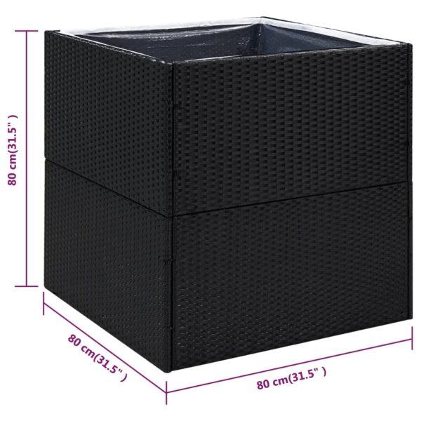 Vaso/floreira de jardim 80x80x80 cm vime PE preto - Image 6