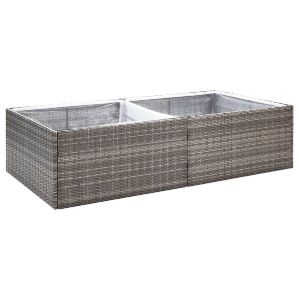 Vaso/floreira de jardim 157x80x40 cm vime PE cinzento - Image 2