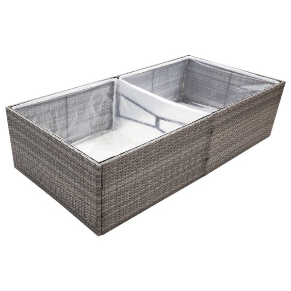 Vaso/floreira de jardim 157x80x40 cm vime PE cinzento - Image 3